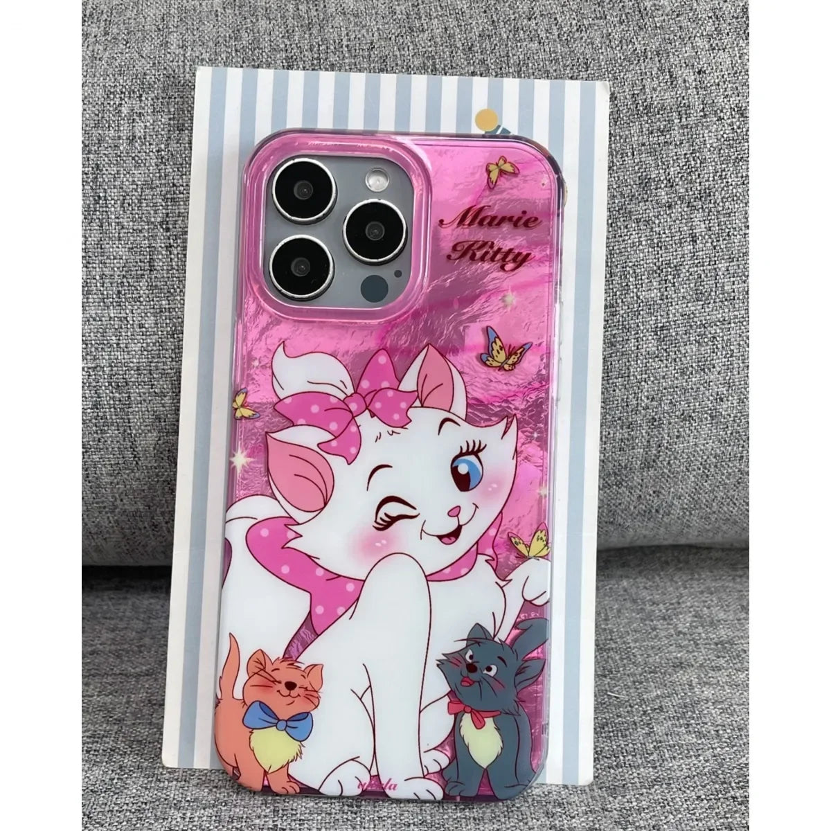 Wink Marie Cat Pink Diamond Bow Cute Phone Case For iPhone 16 15 14 12 13 11 Pro Max XR XS MAX 7 8 PLUS MINI Cartoon Y2K Cover