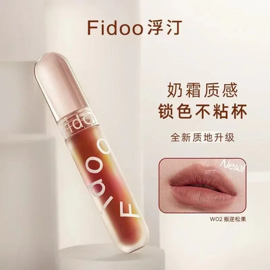 Fidoo Soft Mist Lip Cream Non-Stick Cup Lipstick Lip Mud Velvet Matte Lip Glaze Waterproof Long-lasting Korean Makeup Cosmetics