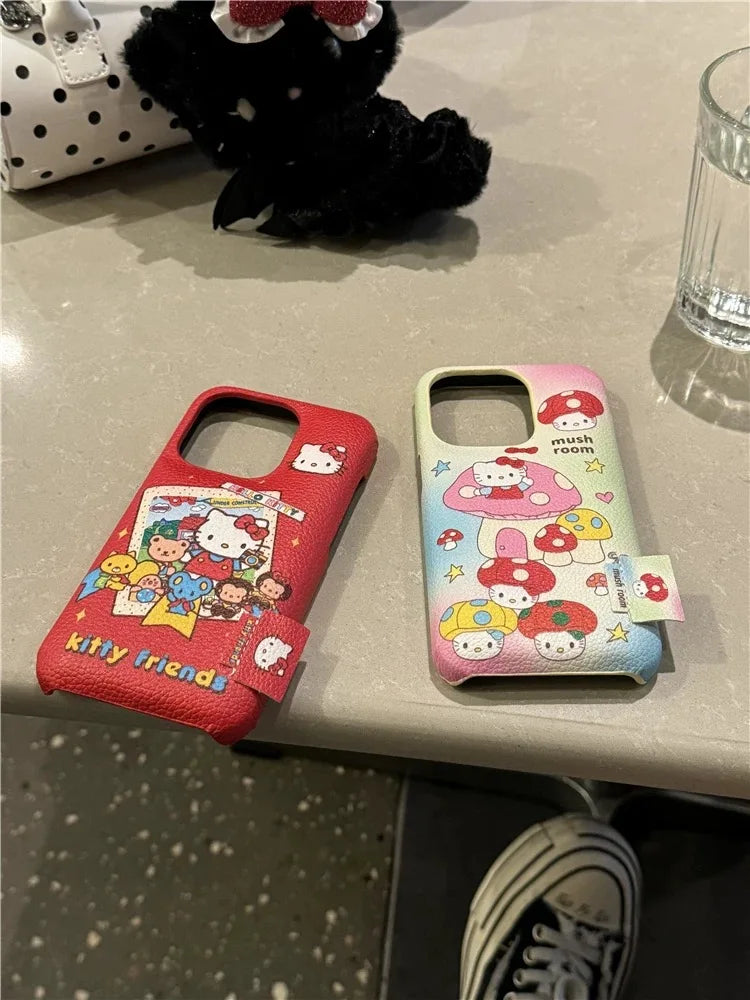 Sanrio Hello Kitty Friends Photograph Mushroom Phone Case For IPhone 16 15 14 12 13 11 Pro Max Y2K Pink Girl Kawaii Cute Cover