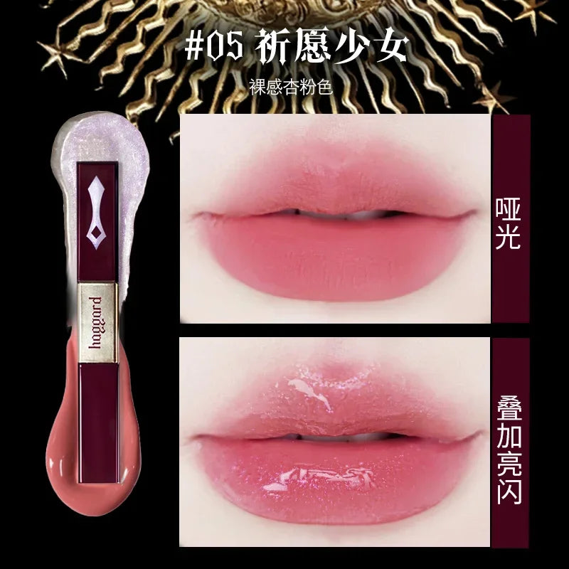 Haggard Scepter Double Head Lip Glaze Mirror Watery Mist Lip Gloss Matte Lipstick Nude Color Moisturizing Korea Makeup Cosmetics