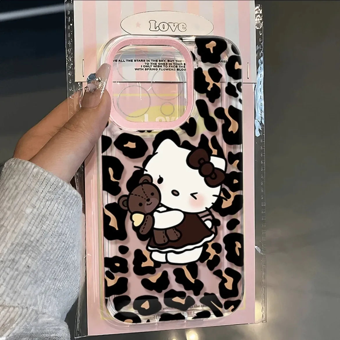 Sanrio Hello Kitty Leopard Print Bow Phone Case For IPhone 16 15 14 12 13 11 ProMax XR XS MAX 7 8PLUS Y2K Pink Girl Kawaii Cover