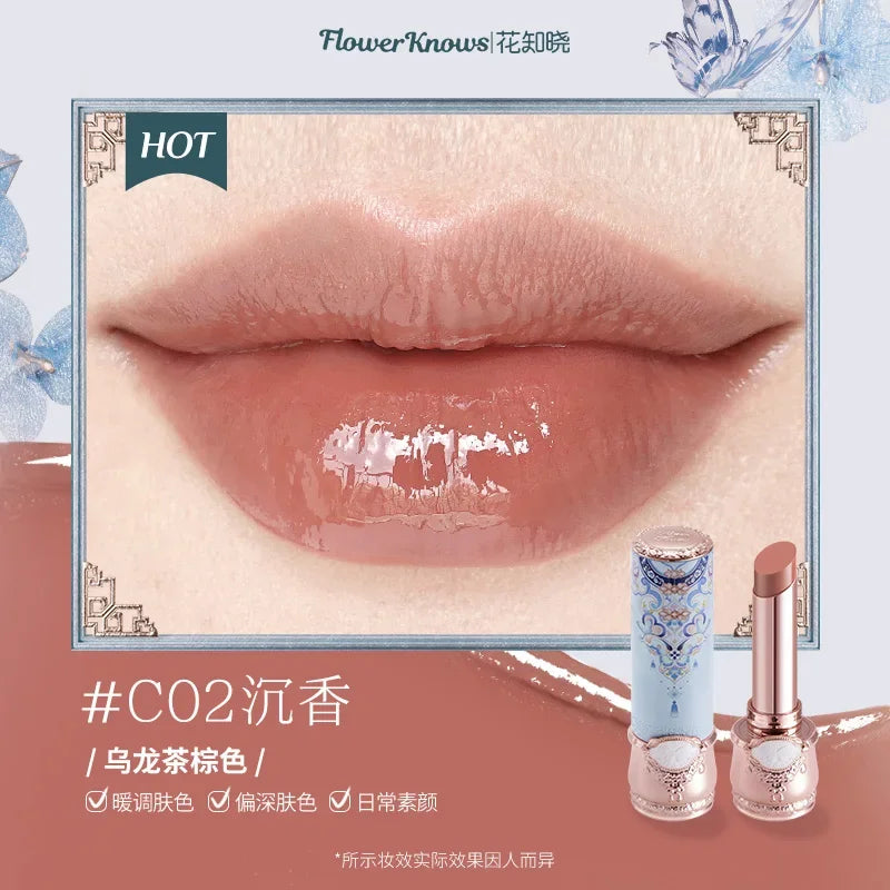 Flower Knows Butterfly Cloud Collar Collection Solid Lip Glaze Glossy Lipstick Nourishing Moisture Long-asting Makeup Cosmetics