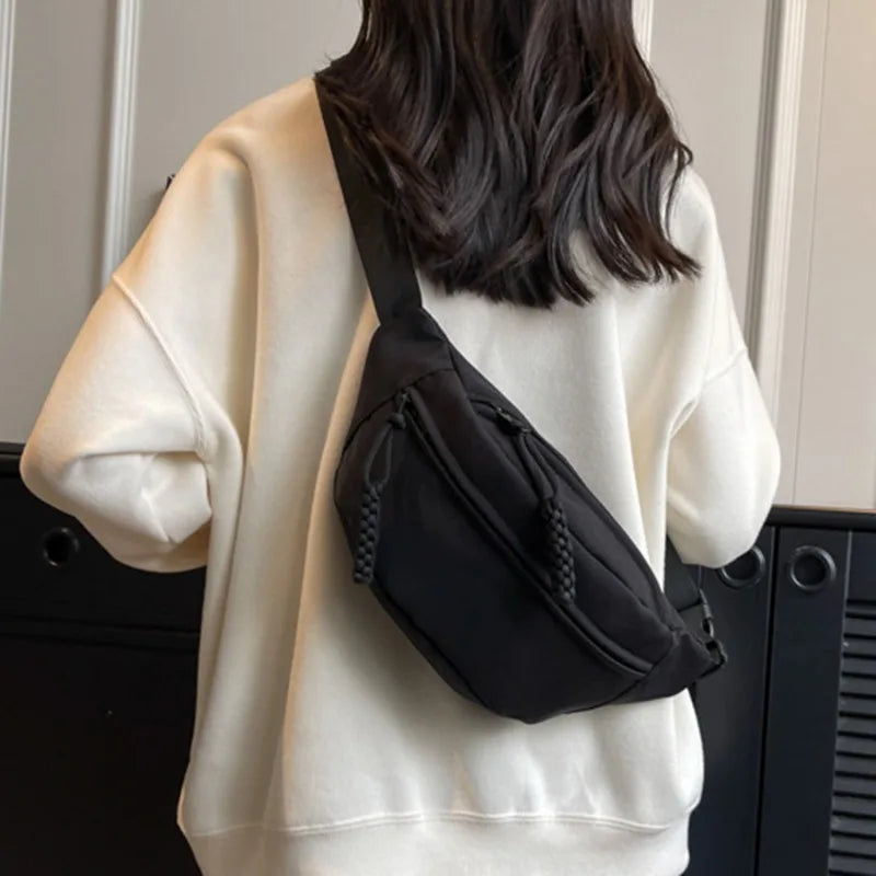 Waist Bag Women New Canvas Leisure Portable Zipper Korean Style Canvas Chest Bag Shoulder Bag Waist Bag Sports