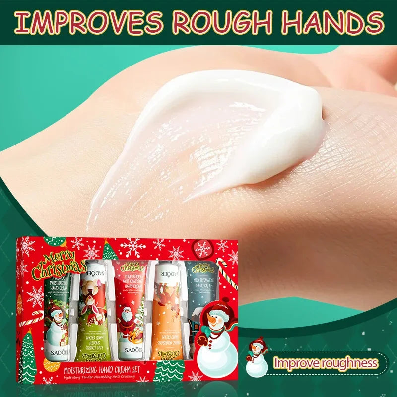 Christmas Gift 5/box Hand Cream Set Lip Balm Hand Cream Travel Pack Durable Moisturizer Gift for Women Skin Care Set