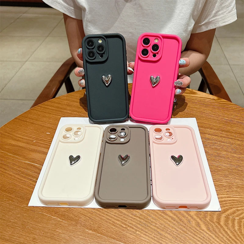 Silver Heart Phone Case For Xiaomi Redmi Note 13 12 Pro Plus 5G 13 12S 11S 11 10S 10 Redmi 12 13C Shockproof Soft Silicone Cover