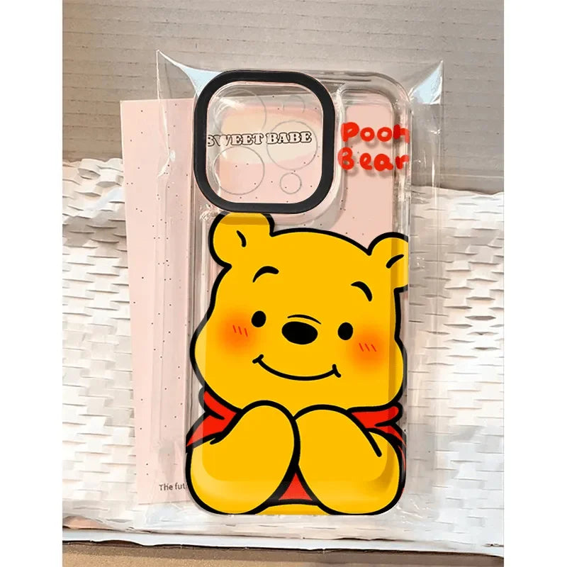 Disney Winnie The Pooh Fat Bow Phone Case For IPhone 16 15 14 12 13 11 Pro Max XR XS MAX 7 8 PLUS Y2K Pink Girl Kawaii Cover