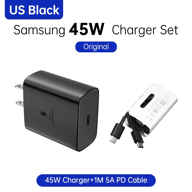 45W Samsung Original PD Cable usb type-c wired 25W 5A Super Fast Charger Samsung S25 S24 S23 S22 Note 20 A15 A33 A34 A54 Quick