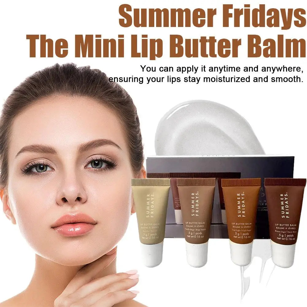 Summer Fridays Vanilla Beige Lip Balm Mini Lip Gloss Set Moisturizing Transparent Smooth Soft Tube Mirror Lipstick Makeup Set