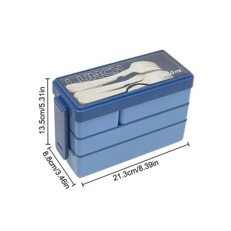 3 Layers Lunch Box Stackable Bento Boxes For Adults Office Students Lunch Box With Fork Spoon Microwave Food Storage Container