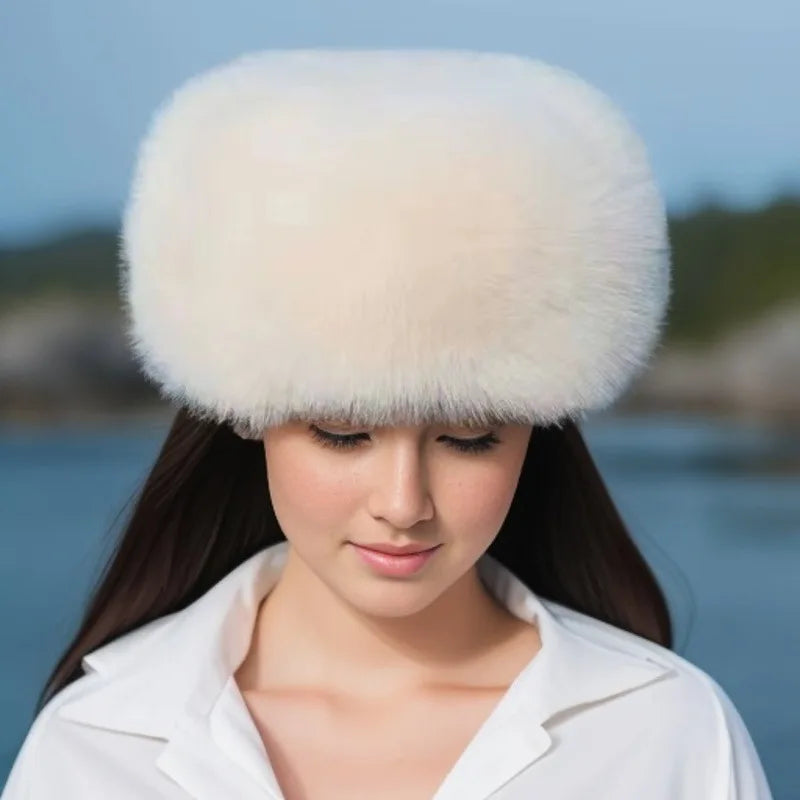 Winter Anti Mink Women's Fisherman Hat Simple Solid Color Thickened Warm Dome Fur Bucket Hats For Woman