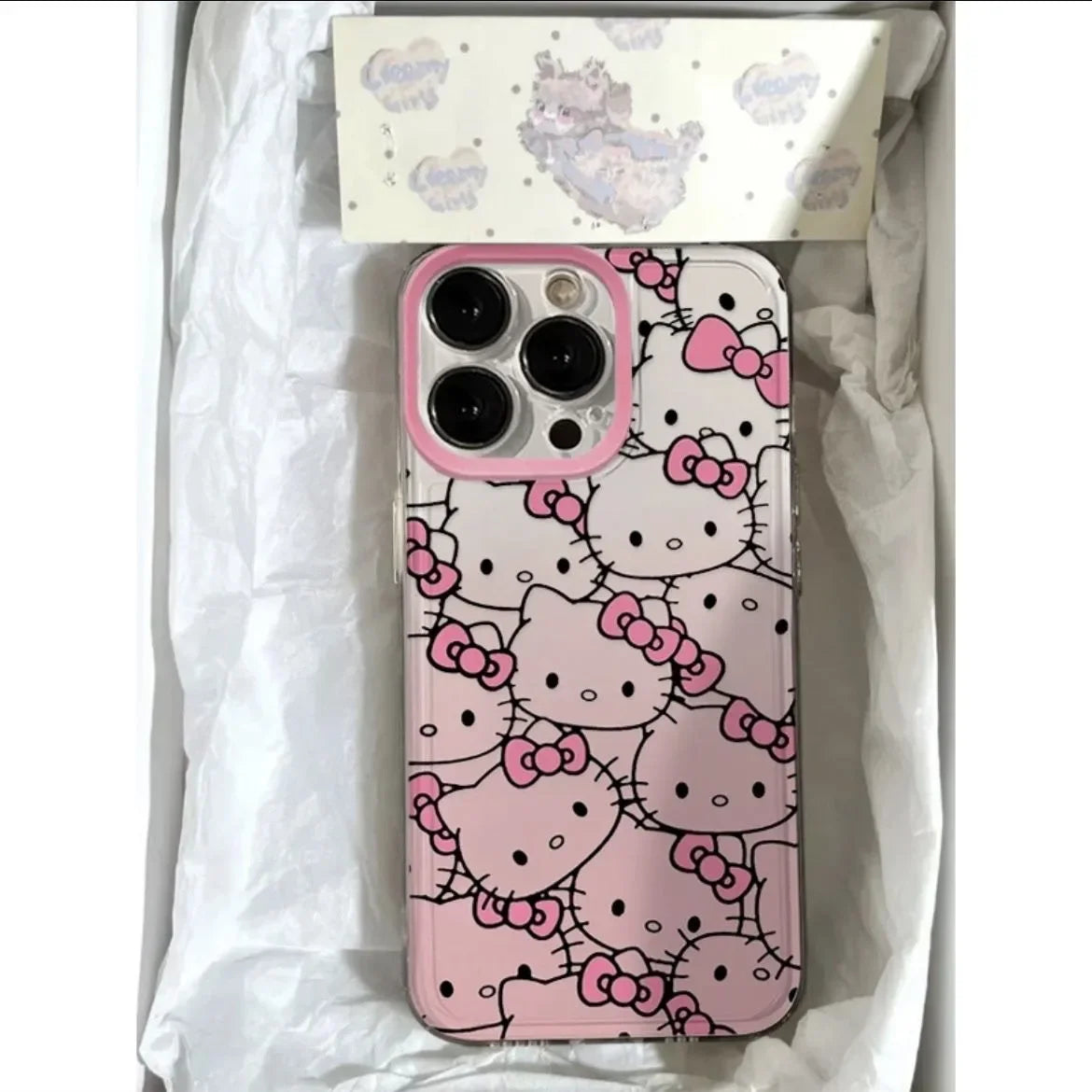 Sanrio Hello Kitty Pink Full Screen Bow Phone Case For IPhone 16 15 14 12 13 11 Pro Max XR XS MAX 7 8 PLUS Y2K Girl Kawaii Cover