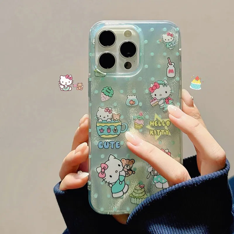 Sanrio Hello Kitty Full Screen Bow Phone Case For iPhone 16 15 14 12 13 11 Pro Max XR XS MAX 7 8PLUS MINI Y2K Car Balloon Cover