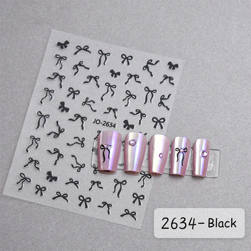 3D White Bowknot Flower Nail Art Sticker Ultra-thin Self-Adhesive Slider Summer Nail Art Decal Decoration DIY Manicure Accesorie