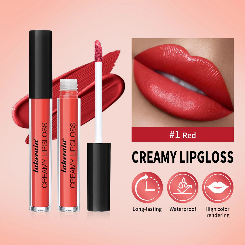 Lip Gloss Semi-Matte 8Colors Long-lasting Velvet Non-drying uitable for all skin moisturizing lipgloss plump lip brown Cosmetics