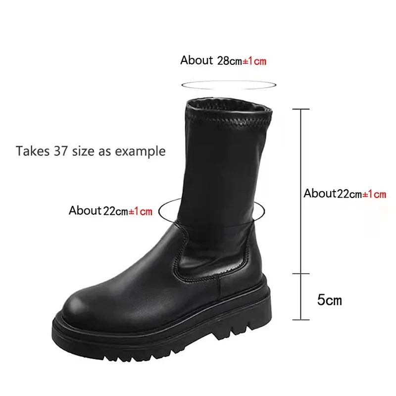 Autumn Winter Thigh High Boots Women Plus Size Slim PU Leather Long Boots Woman Fashion Platform Over The Knee Botas Mujer 2024