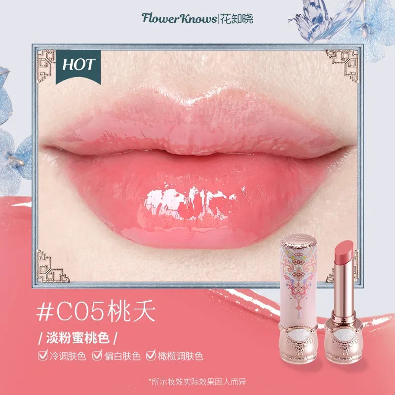 Flower Knows Butterfly Cloud Collar Collection Solid Lip Glaze Glossy Lipstick Nourishing Moisture Long-asting Makeup Cosmetics