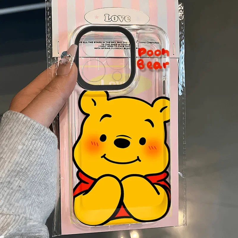 Disney Winnie The Pooh Fat Bow Phone Case For IPhone 16 15 14 12 13 11 Pro Max XR XS MAX 7 8 PLUS Y2K Pink Girl Kawaii Cover