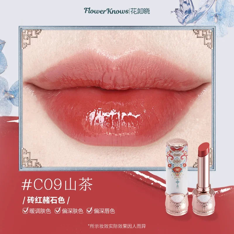 Flower Knows Butterfly Cloud Collar Collection Solid Lip Glaze Glossy Lipstick Nourishing Moisture Long-asting Makeup Cosmetics