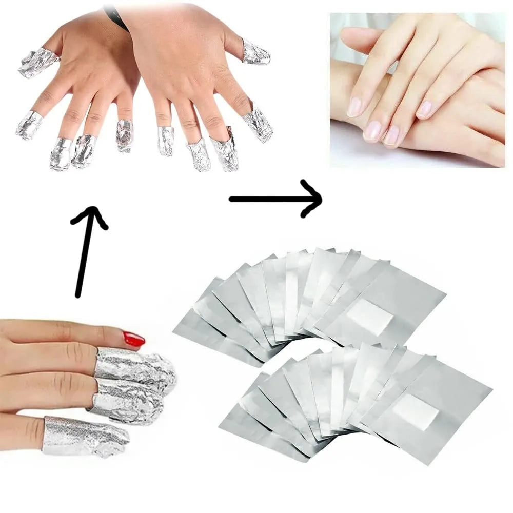 Foil Nail Wraps - 100PCS Gel Nail Polish Remover Foil Wraps for Nails Soak Off Gel Remover with Cotton Pad Removing Nail Polish