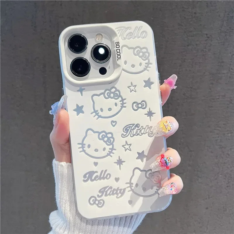 Sanrio Hello Kitty Halo Dyeing KT Screen Phone Case For iPhone 15 14 12 13 11 Pro Max XR XS MAX 7 8 PLUS MINI Y2K Pink Lovely