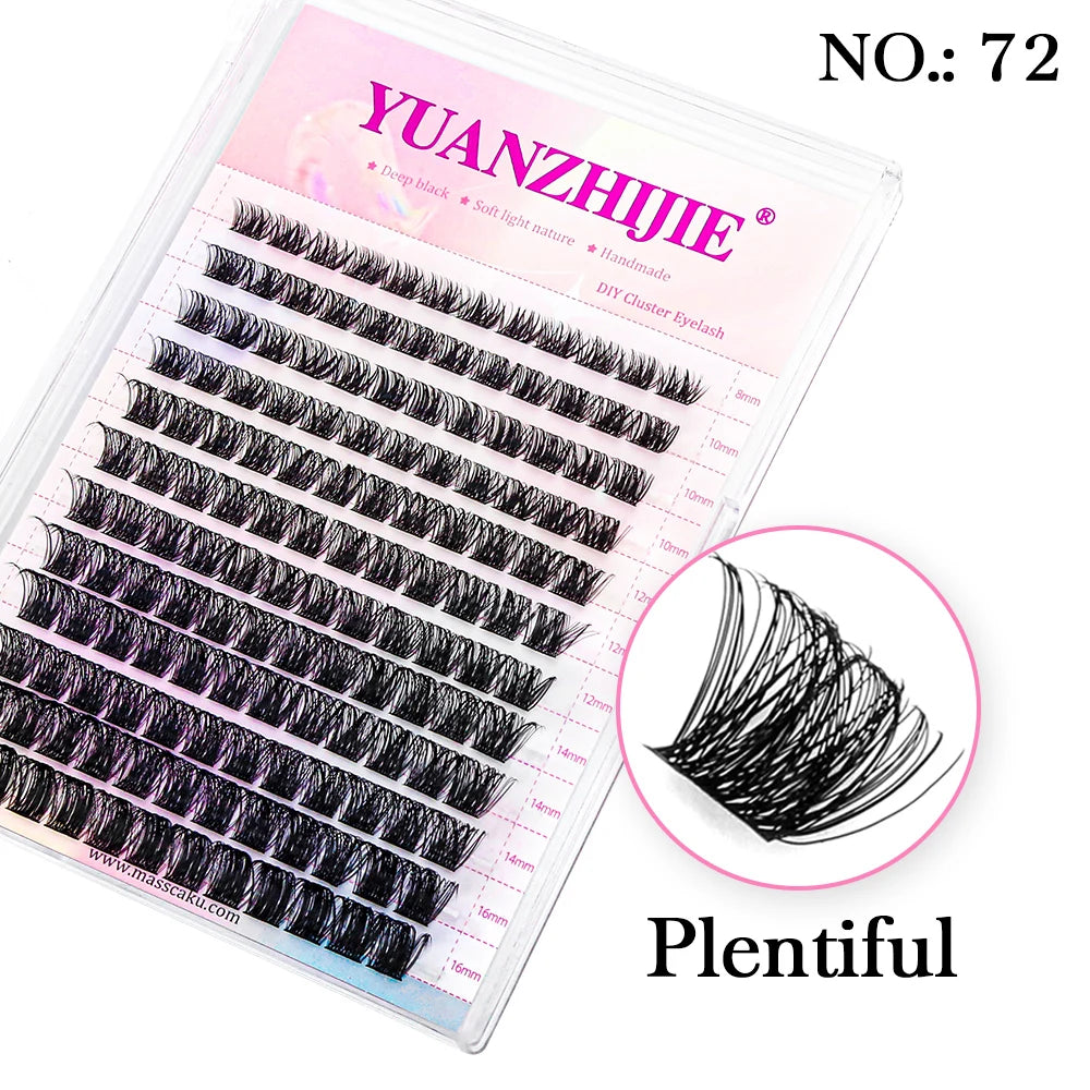 DIY 144 Cluster Lashes YUANZHIJIE free ship Segmented Beam Natural C/D Curl Individual Mink Eyelashes Makeup Supplies at home