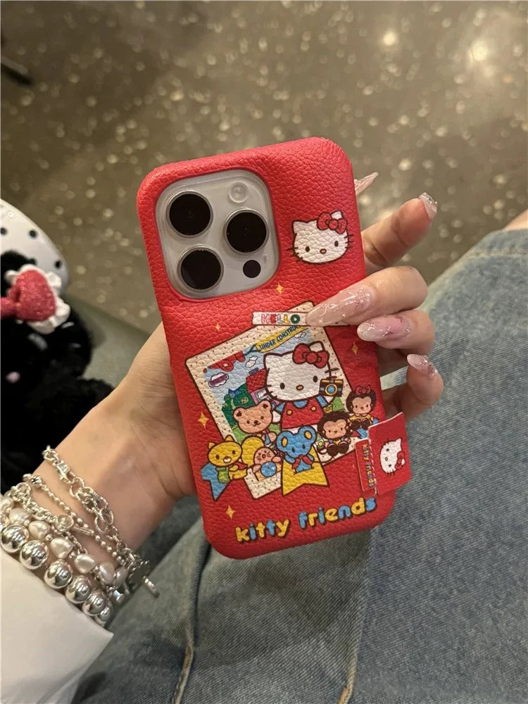 Sanrio Hello Kitty Friends Photograph Mushroom Phone Case For IPhone 16 15 14 12 13 11 Pro Max Y2K Pink Girl Kawaii Cute Cover