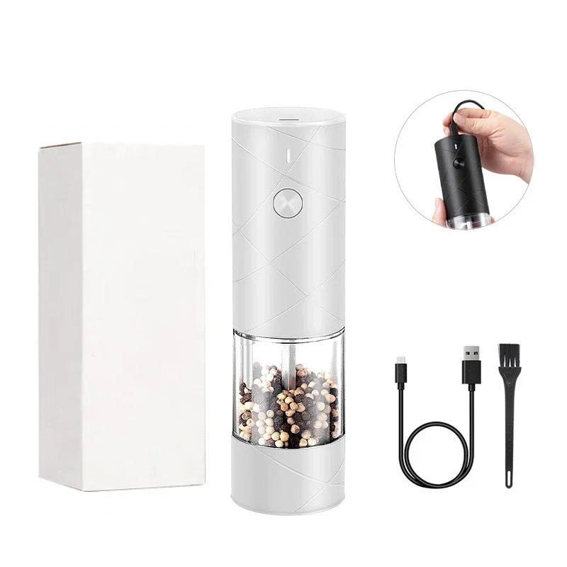 Electric Grinder Automatic Mills Pepper Seasonings Spices Grain Salt Grinder with LED Light Adjustable Coarseness Kitchen Tools