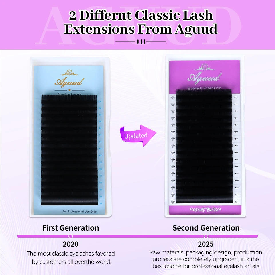 AGUUD Faux Mink 0.03 0.05 0.07 Matte Black Russian Volume Classic Individual Lash Natural Soft Cashmere Eyelash Extensions