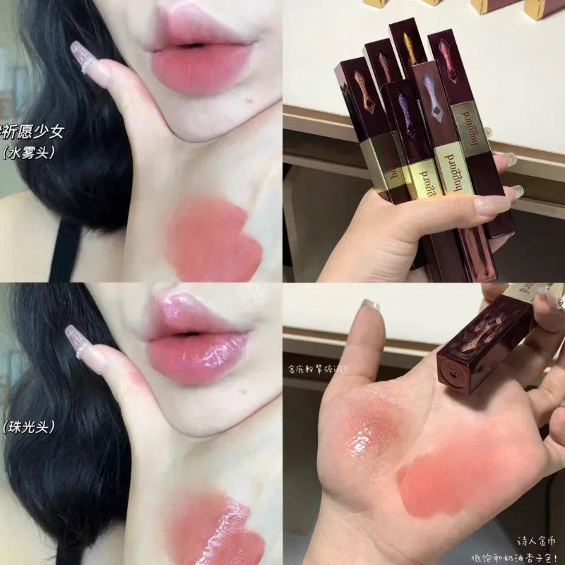 Haggard Scepter Double Head Lip Glaze Mirror Watery Mist Lip Gloss Matte Lipstick Nude Color Moisturizing Korea Makeup Cosmetics