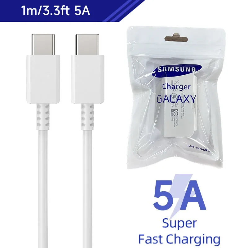 45W Samsung Original PD Cable usb type-c wired 25W 5A Super Fast Charger Samsung S25 S24 S23 S22 Note 20 A15 A33 A34 A54 Quick