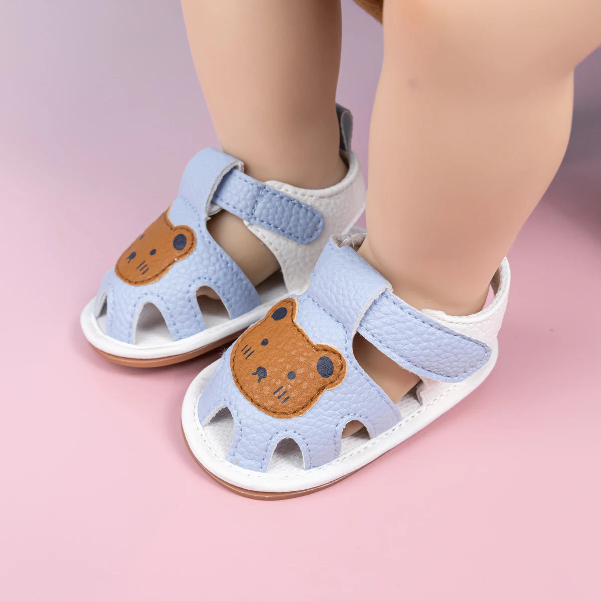 Summer Newborn Baby First Day Toddler Shoes Cute Animal Pattern Sandals Anti-Slip Soft Fashion Color Blocking Casual Baby Shoes