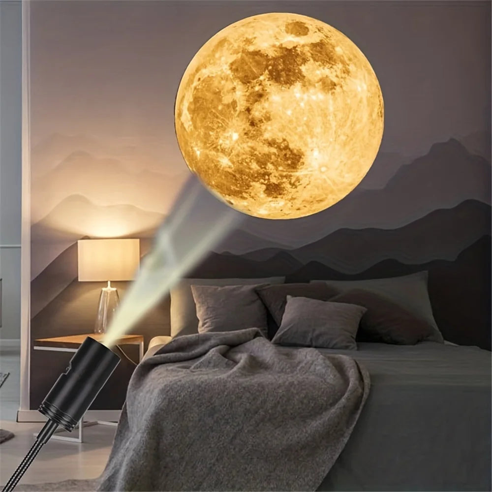 Moon Earth Projector Night Light USB Earth Projection Led Lamp For Bedroom Ceiling Gift Room Decor Photo Background Wall Decor