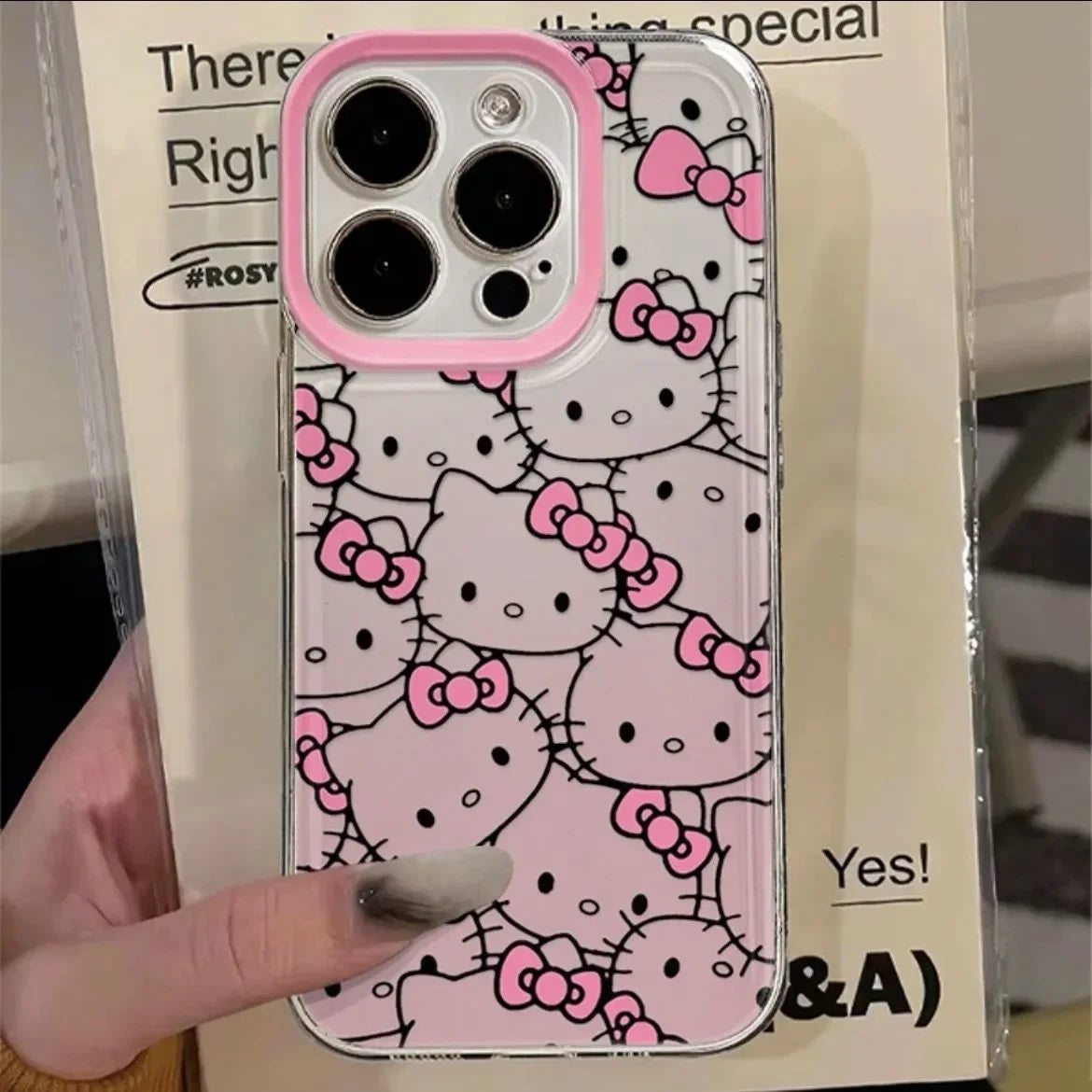 Sanrio Hello Kitty Pink Full Screen Bow Phone Case For IPhone 16 15 14 12 13 11 Pro Max XR XS MAX 7 8 PLUS Y2K Girl Kawaii Cover