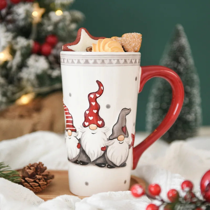 Christmas Gift Ceramic Cup Large Capacity Coffee Mug Santa Claus Afternoon Tea Juice Drink Milk Cups Office home Water Cup