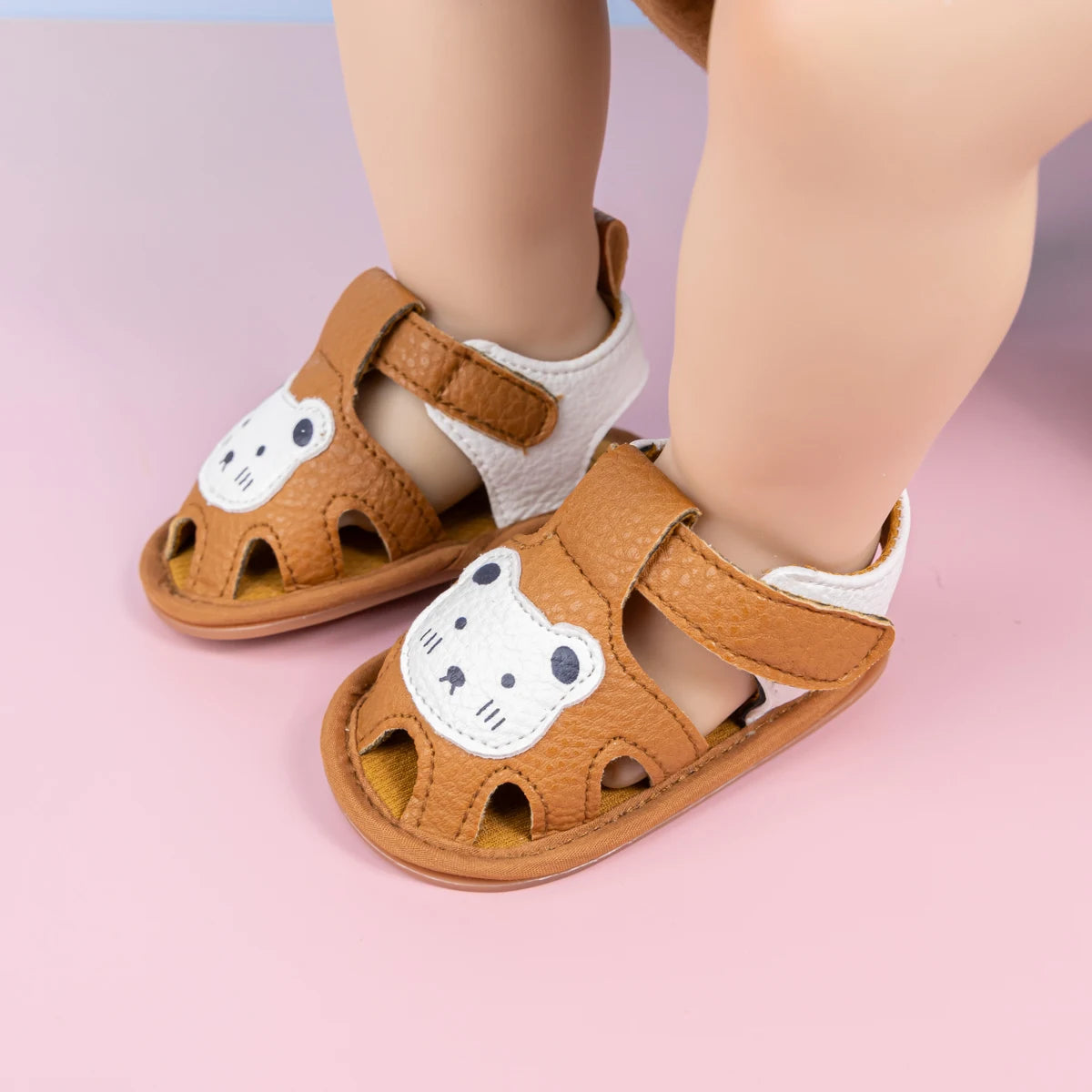 Summer Newborn Baby First Day Toddler Shoes Cute Animal Pattern Sandals Anti-Slip Soft Fashion Color Blocking Casual Baby Shoes