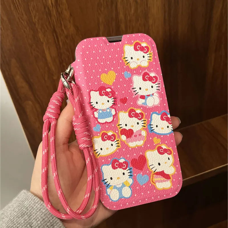 NEW Sanrio Hello Kitty Full Screen Wave Point Phone Case For IPhone 16 15 14 12 13 11 Pro Max Y2K Pink Girl Kawaii Cute Cover