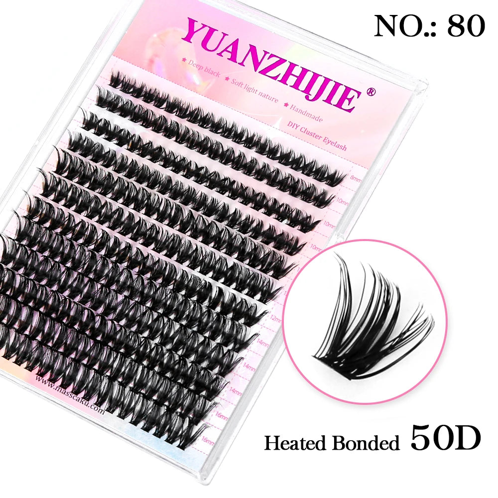 DIY 144 Cluster Lashes YUANZHIJIE free ship Segmented Beam Natural C/D Curl Individual Mink Eyelashes Makeup Supplies at home