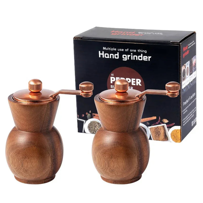 Wood Pepper Grinder Manual Vase shape Black Pepper Grinder with Base Adjustable Ceramic Core Salt Shaker Grinding BBQ Tools