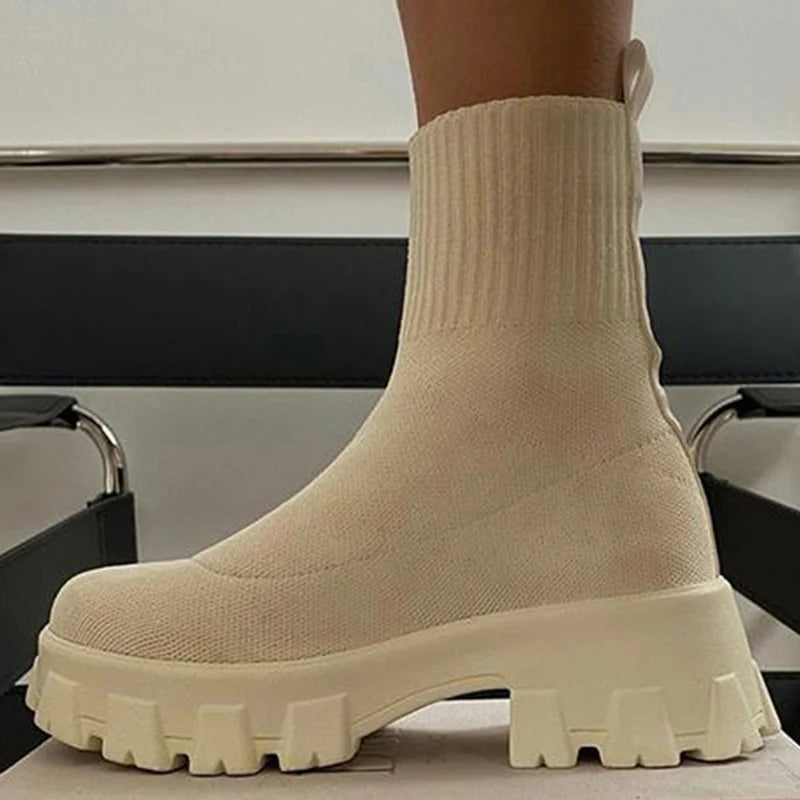 Women Shoes White Sock Chunky Sneakers Women Fashion Sport Sneaker With Heels Casual Platform Sports Shoes Woman Tennis For Lady