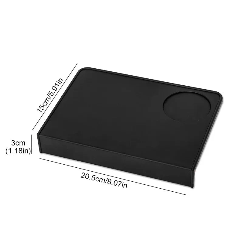 Silicone Coffee Tamper Mat Anti-skid Espresso Coffee Tamping Rest Holder Corner Edge Pad Black Mat for Office Bar Coffee Shop