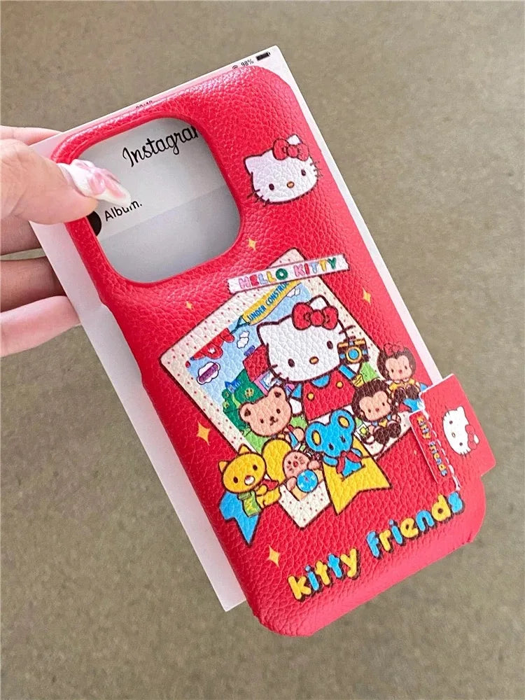 Sanrio Hello Kitty Friends Photograph Mushroom Phone Case For IPhone 16 15 14 12 13 11 Pro Max Y2K Pink Girl Kawaii Cute Cover