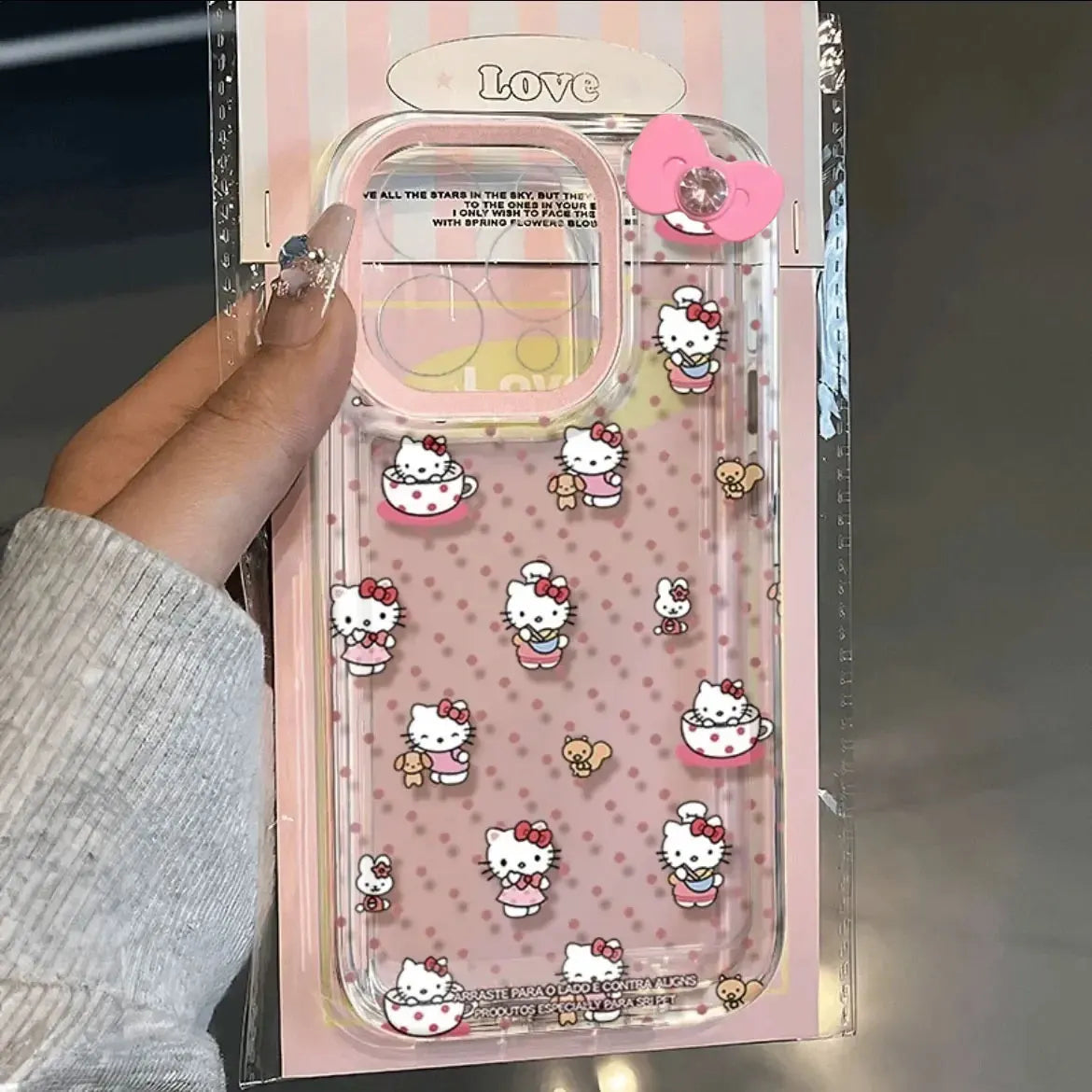 Sanrio Hello Kitty Wave Point KT Bow Phone Case For iPhone 16 15 14 12 13 11 Pro Max XR XS MAX 7 8 PLUS Y2K Pink Kawaii Cover