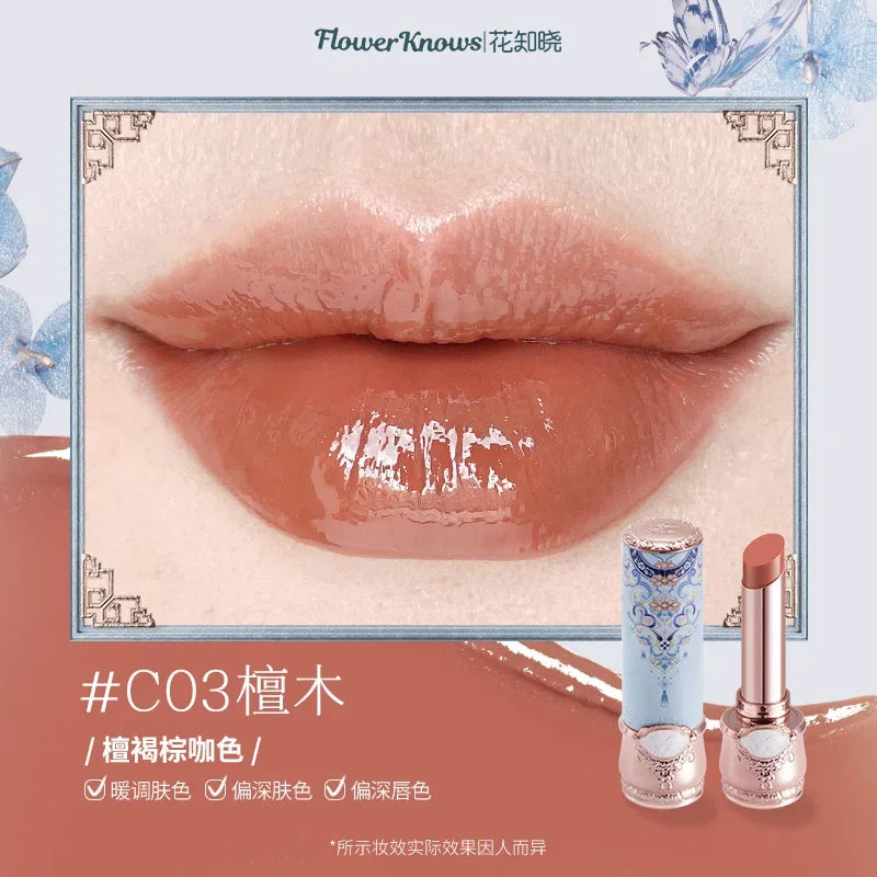 Flower Knows Butterfly Cloud Collar Collection Solid Lip Glaze Glossy Lipstick Nourishing Moisture Long-asting Makeup Cosmetics