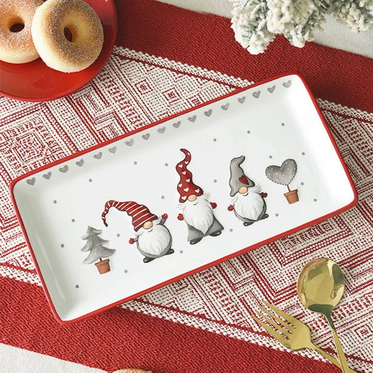 Christmas Ceramic Dinner Plates Rectangular Ceramic relief Plate Afternoon Tea Dessert Tray Steak Western plates Tableware Gifts