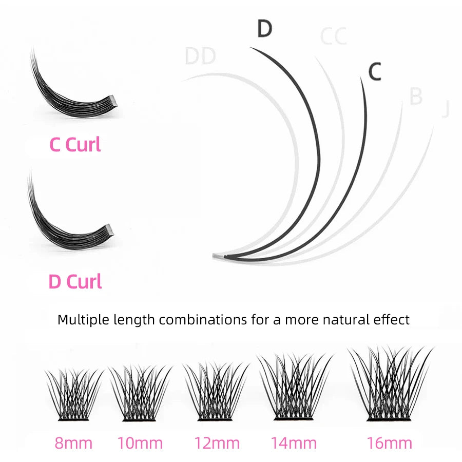 DIY 144 Cluster Lashes YUANZHIJIE free ship Segmented Beam Natural C/D Curl Individual Mink Eyelashes Makeup Supplies at home