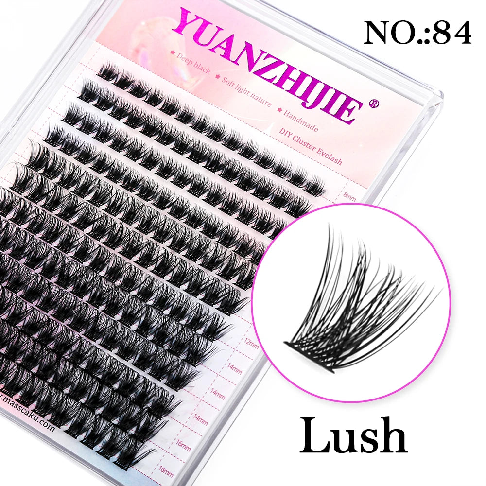 DIY 144 Cluster Lashes YUANZHIJIE free ship Segmented Beam Natural C/D Curl Individual Mink Eyelashes Makeup Supplies at home