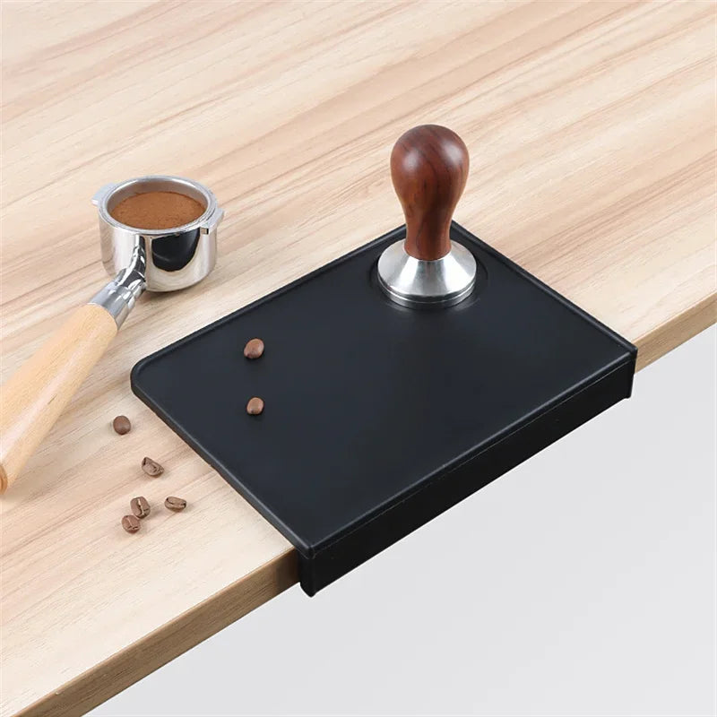 Silicone Coffee Tamper Mat Anti-skid Espresso Coffee Tamping Rest Holder Corner Edge Pad Black Mat for Office Bar Coffee Shop