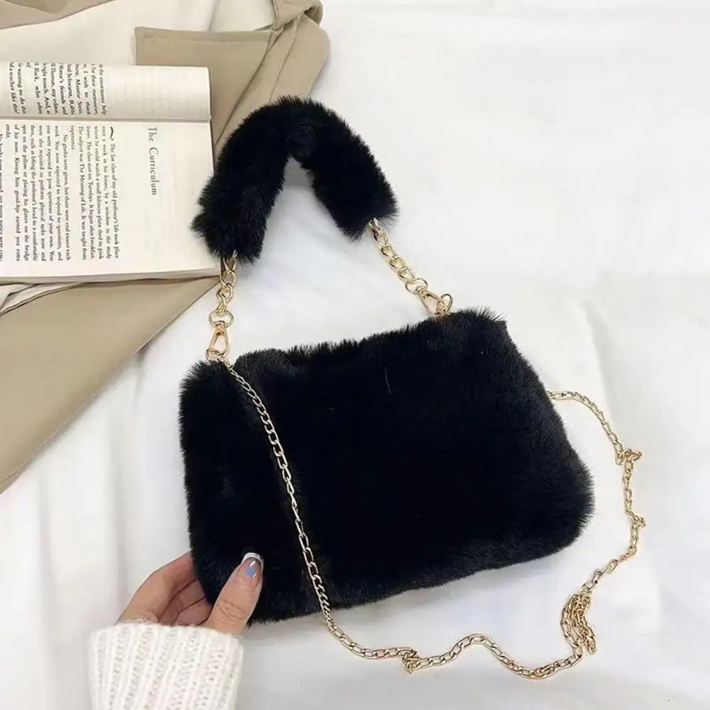 2024 New Woman Soft Plush Shoulder Bag Handbag Daily Autumn Winter Korean Version Fashion Simple Crossbody Bag For Traveling