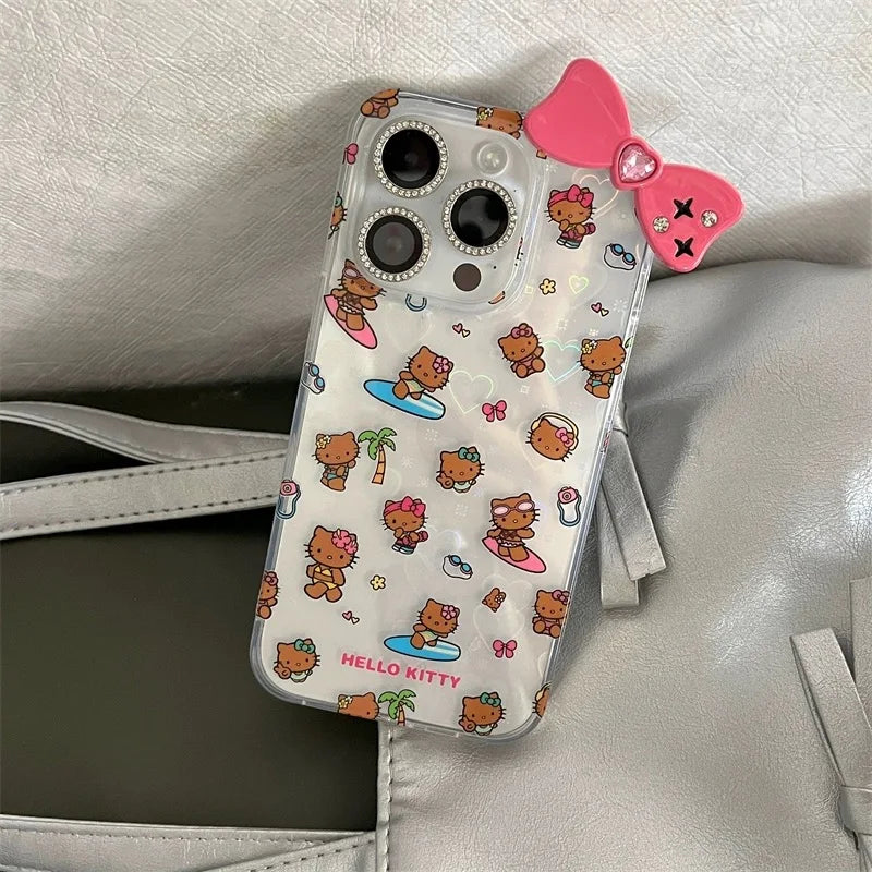 Sanrio Hello Kitty New Ins Stand Holder Phone Case For iPhone 16 15 14 12 13 11 Pro Max XR XS MAX 7 8 PLUS MINI Y2K Pink Lovely