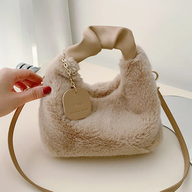 2024 New Woman Soft Plush Shoulder Bag Handbag Daily Autumn Winter Korean Version Fashion Simple Crossbody Bag For Traveling